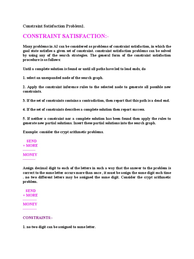 Understanding Constraint Satisfaction Problems | PDF | Cybernetics ...