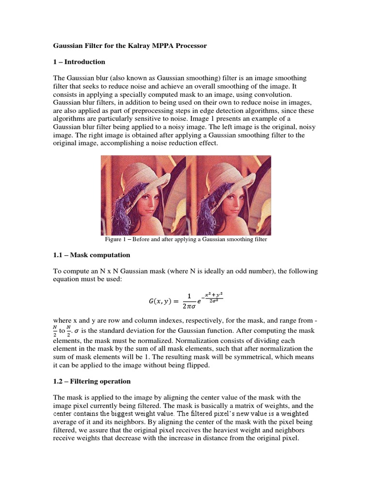 Gaussian Filter Implementation on MPPA | PDF | Computer Engineering ...