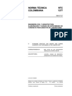 NTC 1377 Elaboración y Curados de Especímenes de Concreto para Ensayos de Laboratoria