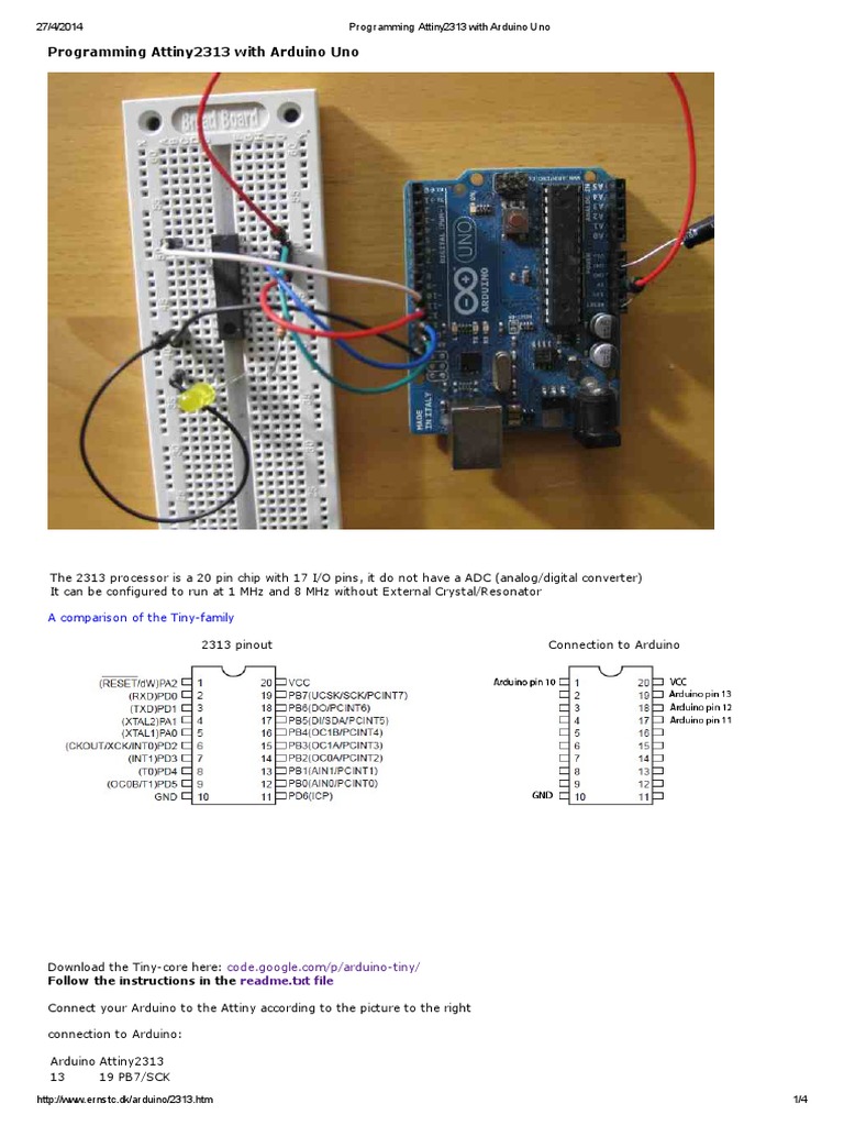Programming Attiny2313 With Arduino Uno | PDF | Arduino | Computer ...