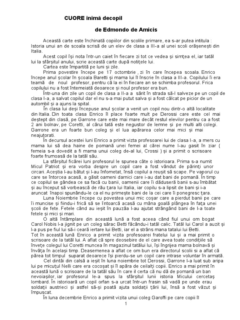 Print Si Cersetor Rezumat Pe Capitole Cuore Inima De Copil Rezumat Pe Capitole Scurt – Cursuri Online