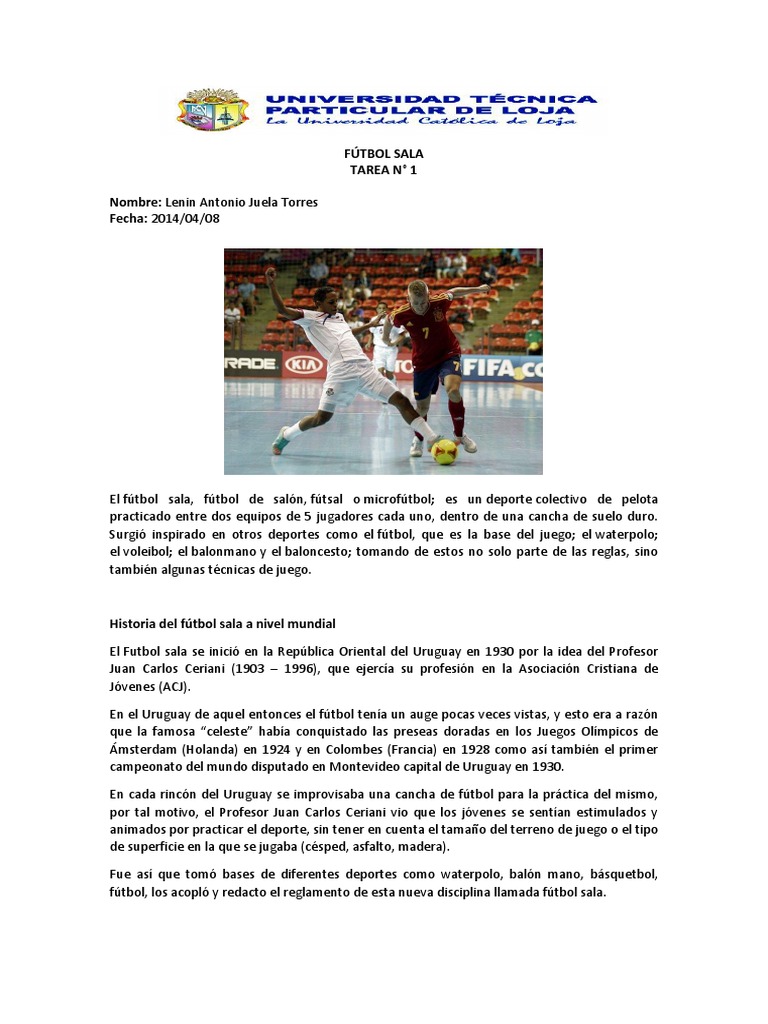 Tarea 1 Historia Del Fútbol Sala a Nivel Mundial