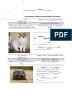 NAME: - DATE: - Exercise Hisyam Wrote A Report About His Pets. Use These Notes and Fill in The Blank