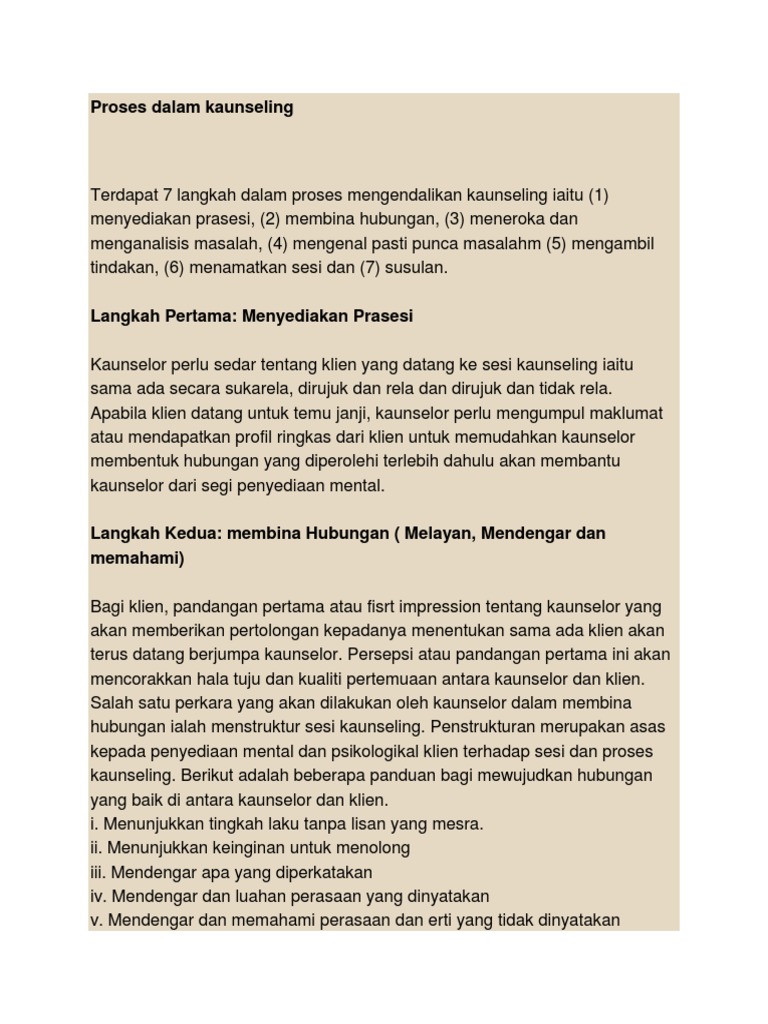 Proses Dalam Kaunseling Pdf