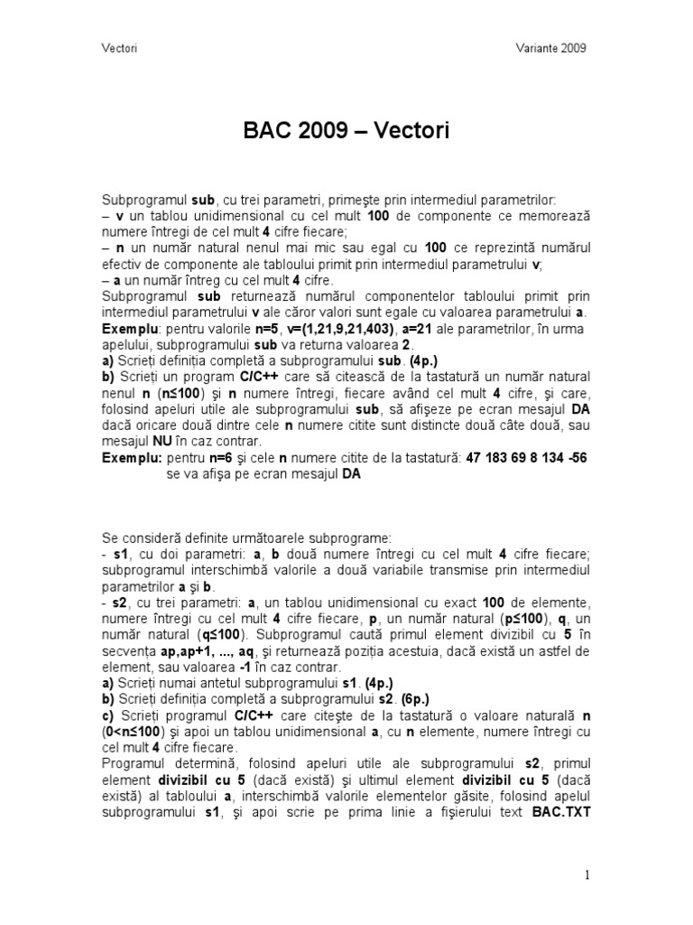 Vector Bac Informatica | PDF