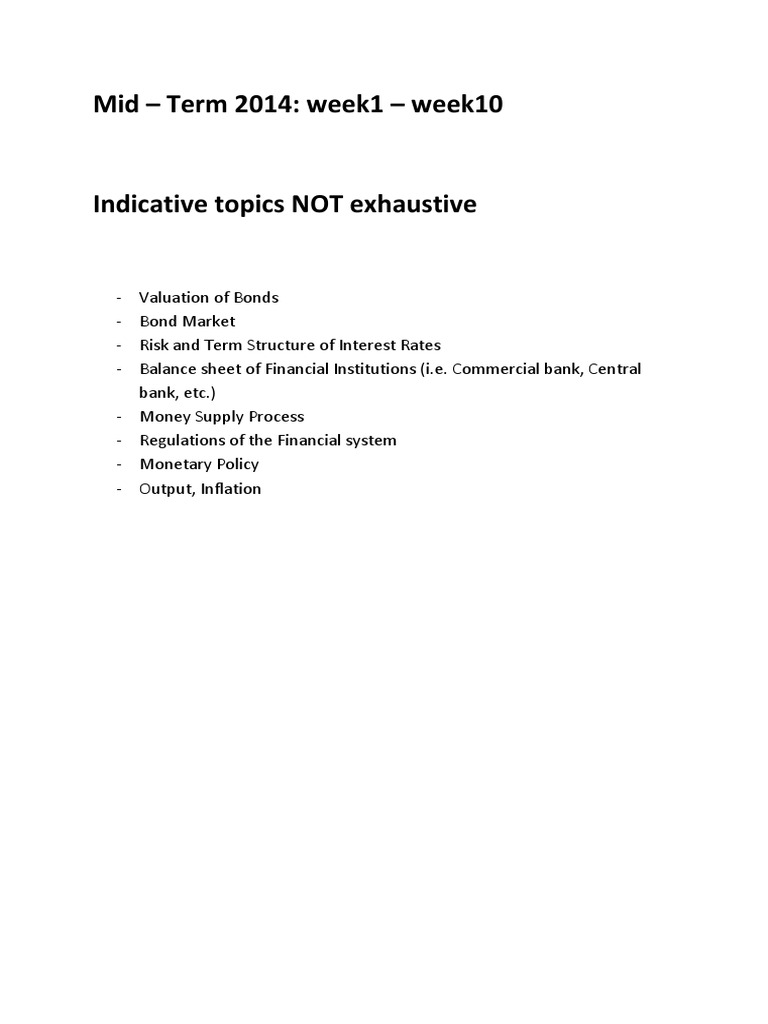 Mid-Term 2014: Financial Topics Overview | PDF