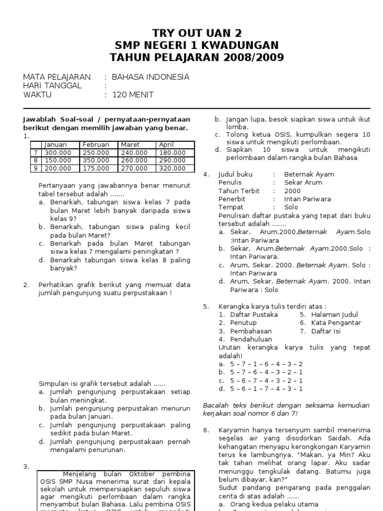 Contoh Soal Bahasa Indonesia Kls 9 - Contoh Soal Terbaru