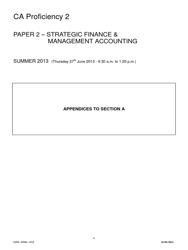 CAP2 SFMA Summer Paper 2013 Schedule To Section A - FINAL | PDF ...