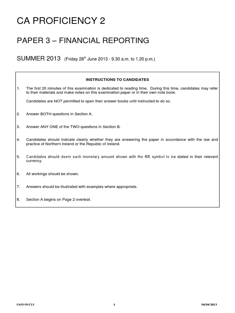 CAP2 Summer 2013 Financial Reporting Paper - FINAL | PDF ...