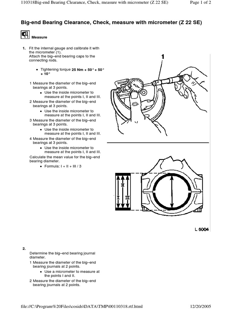 Big-End Bearing Clearance Measurement Guide | PDF | Technology ...