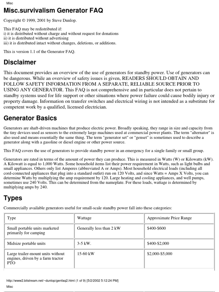 Generator Facts | PDF | Technology & Engineering