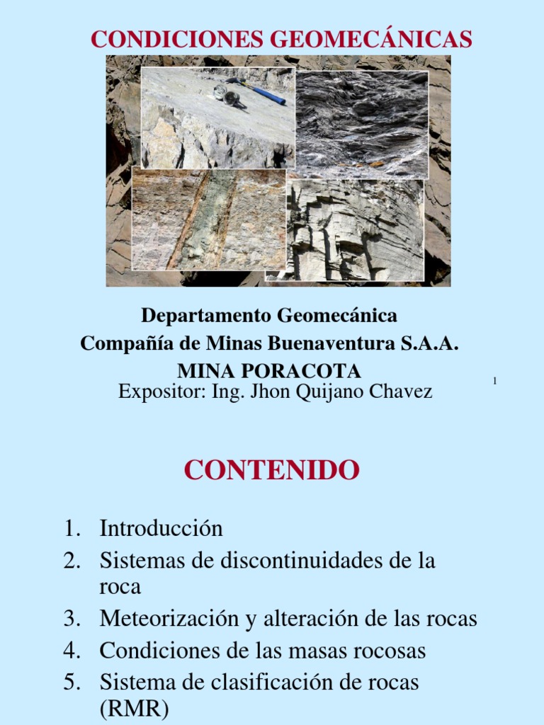 Caracterización del Macizo Rocoso en Minería | PDF | Roca (geología ...