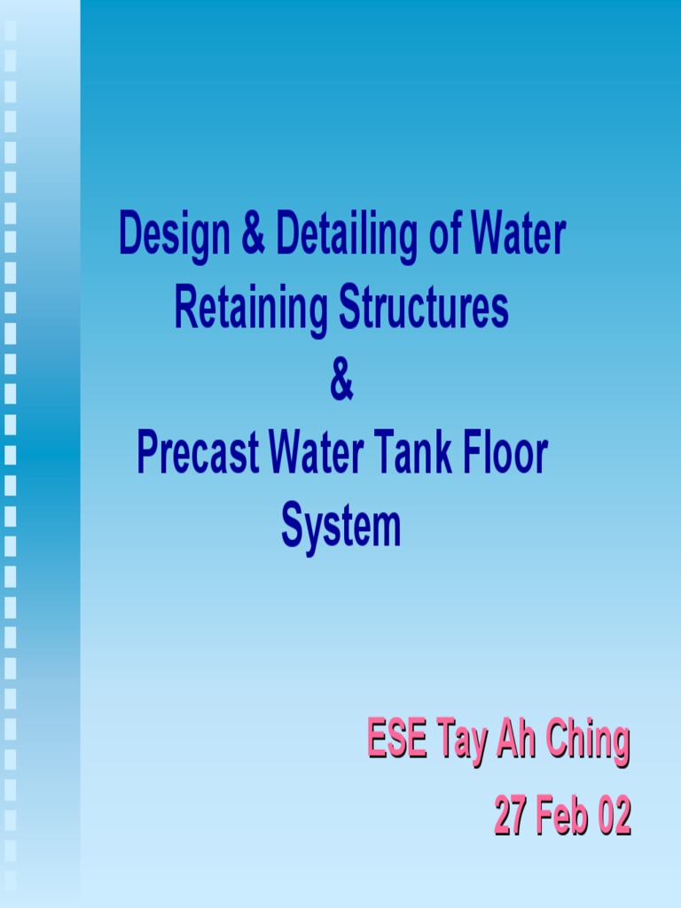 Water Retaining Structures Design | PDF | Precast Concrete | Bending