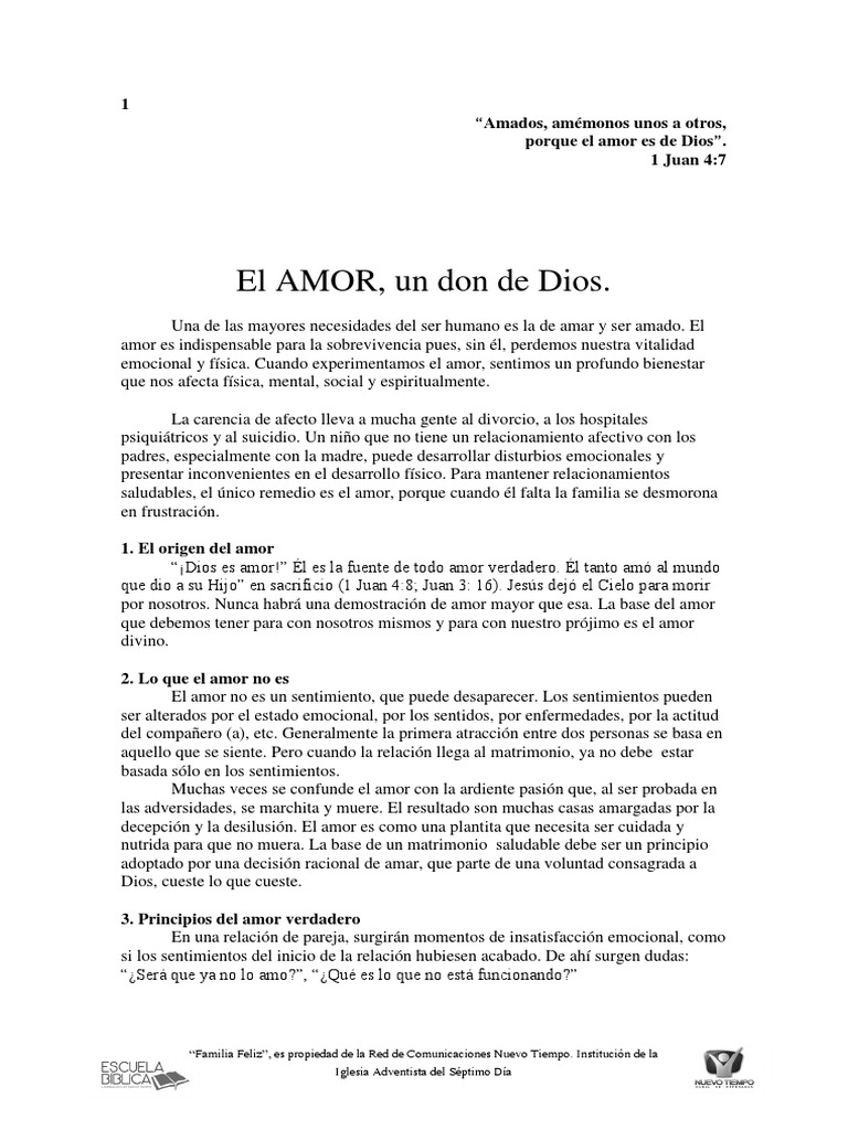 01 Amor Un Don de Dios | PDF | Autoestima | Amor