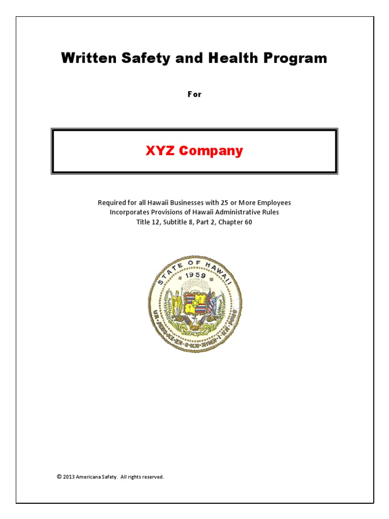 Hawaii Written Safety and Health Program Personal Protective