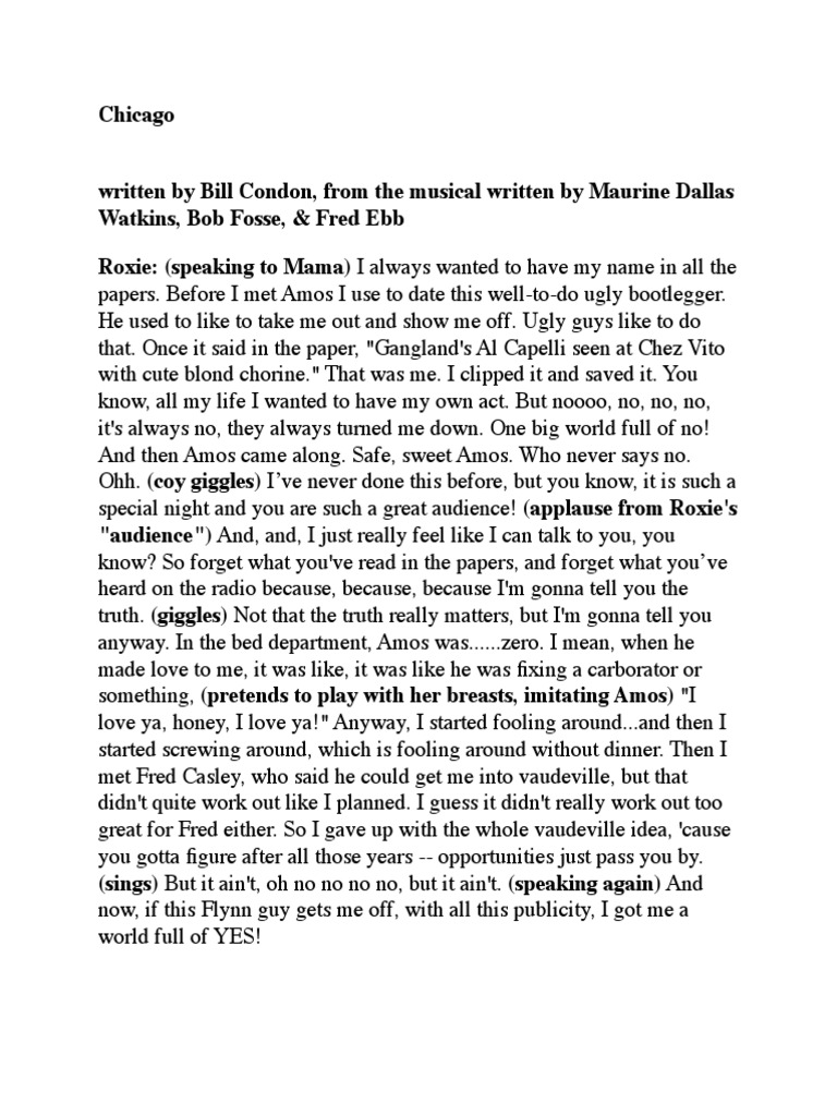 Roxie Hart Monologue Pdf
