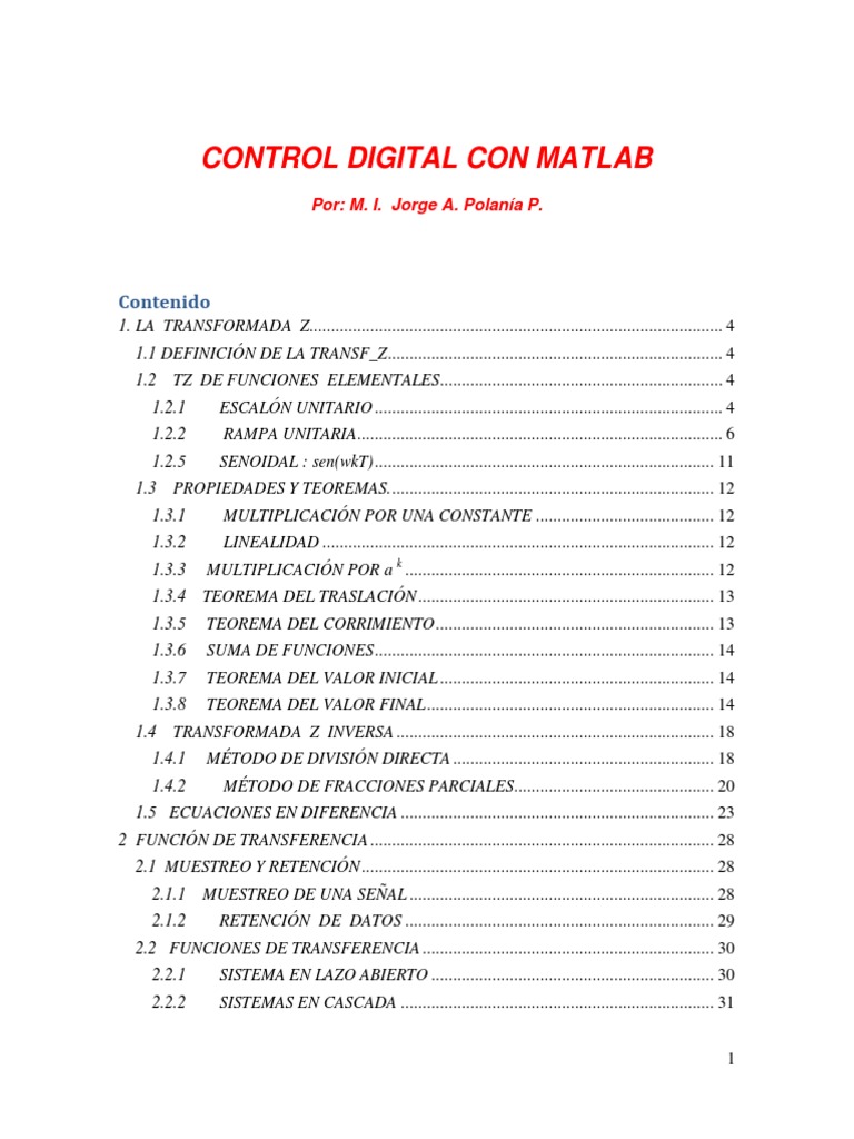 Control Digital Con Matlab | PDF | Sistema de control | Funcion exponencial