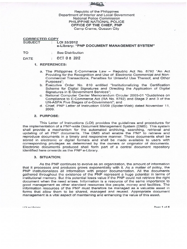 Loi 33-2012e-Library - PNP Document Management System | PDF | Language ...