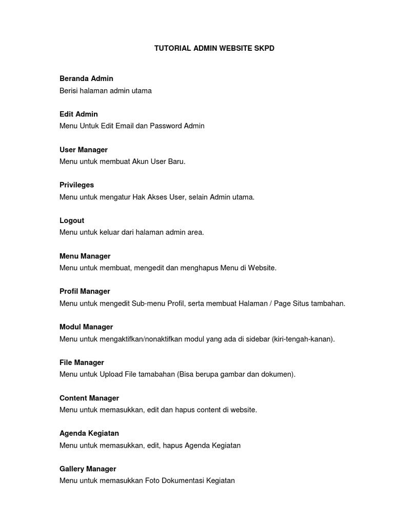 Tutorial Admin Website SKPD Lengkap | PDF | Bisnis