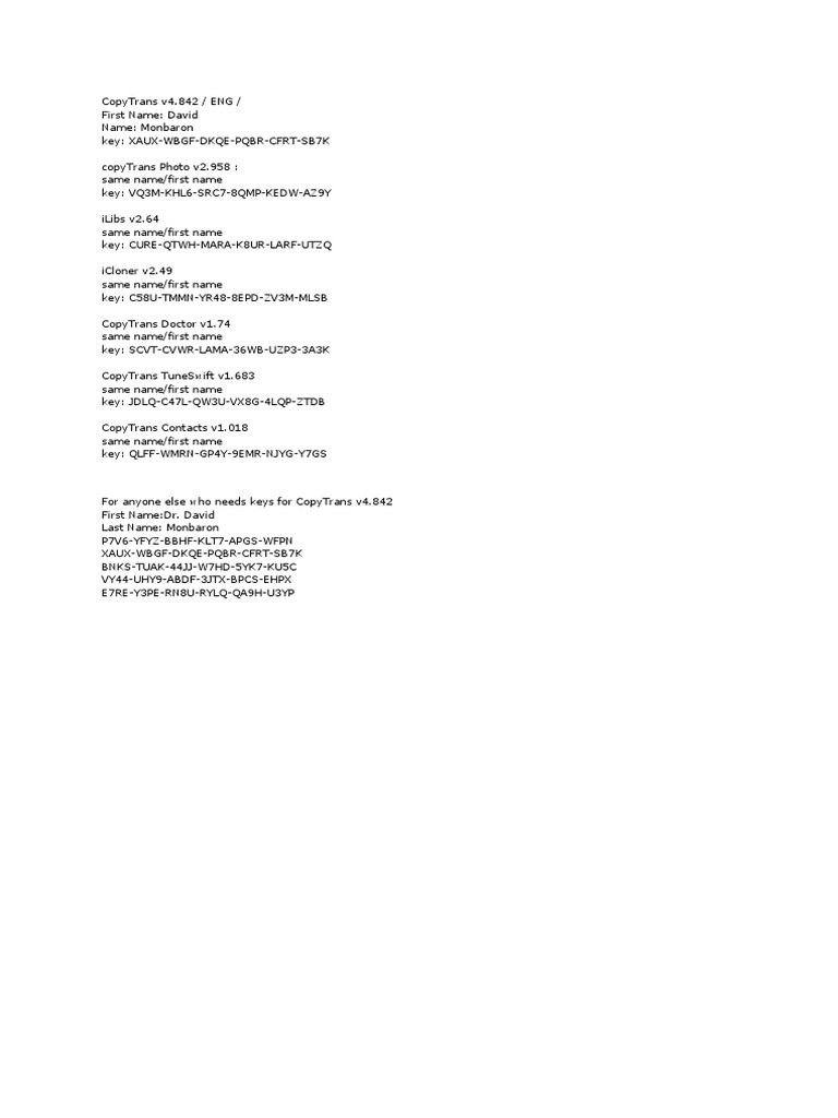 Copytrans Keygen