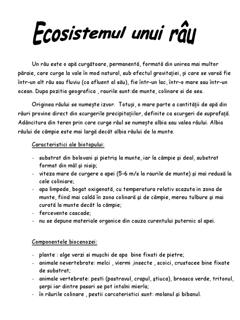 Ecosistemul Unui Rau | PDF