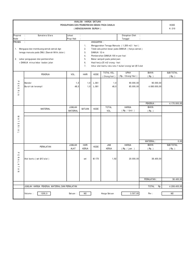 Analisa  Pembersihan  Lahan  Dengan Alat Berat Berbagai Alat  Analisa  Pembersihan  Lahan  Dengan Alat Berat Berbagai Alat