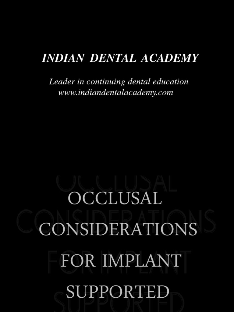 Occlusal Considerations for Implants | PDF | Dental Implant | Dentistry