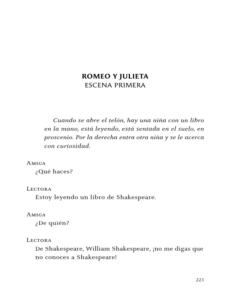 Texto Teatral Romeo y Julieta Romeo