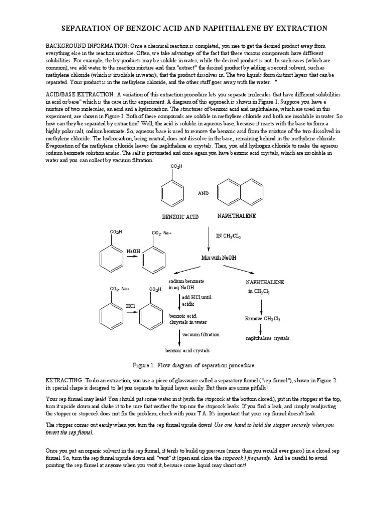 Separation of Benzoic Acid and Naphthalene by Extraction PDF