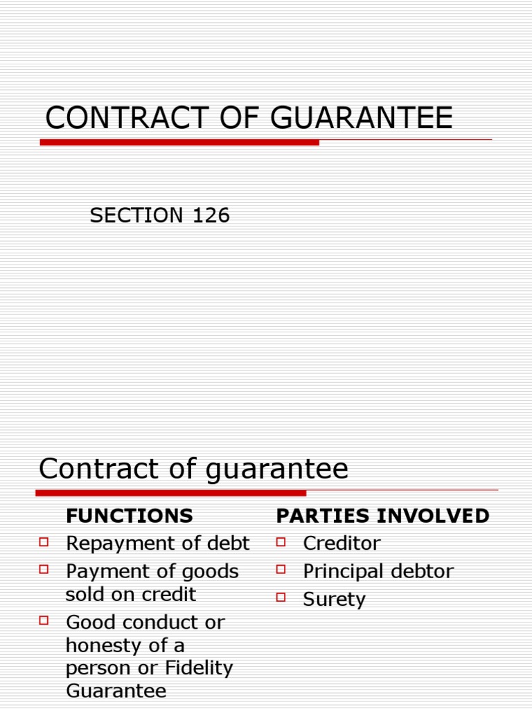 Contract of Guarantee Guarantee Business Law