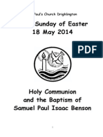 Fifth Sunday of Easter: Holy Communion and Baptism of Samuel Paul Isaac Benson