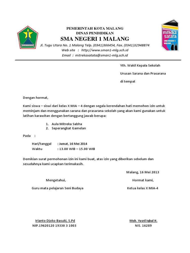 Surat Peminjaman Aula
