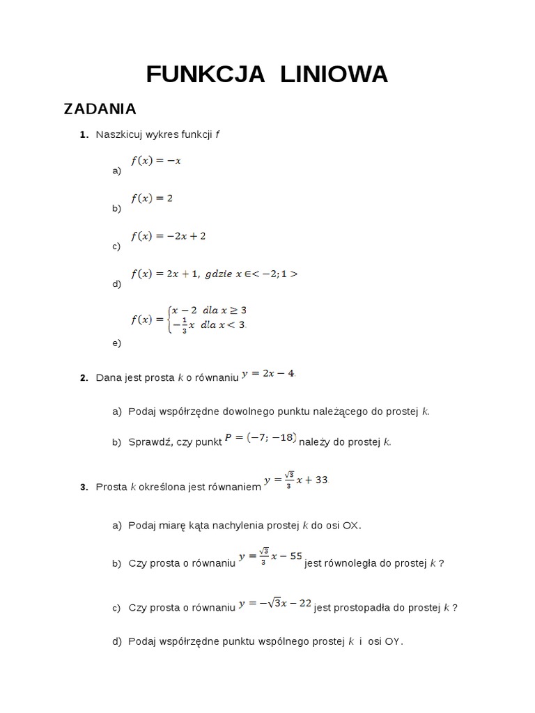 Funkcja Liniowa Sprawdzian Nowa Era Pdf