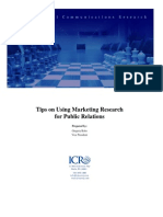 Tips On Using Marketing Research For Public Relations: Prepared by