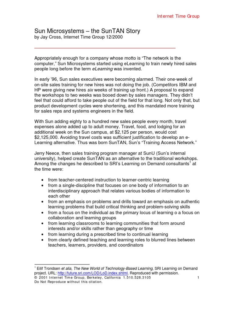 SunTAN Story PDF Educational Technology