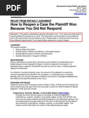 aside sample judgment california