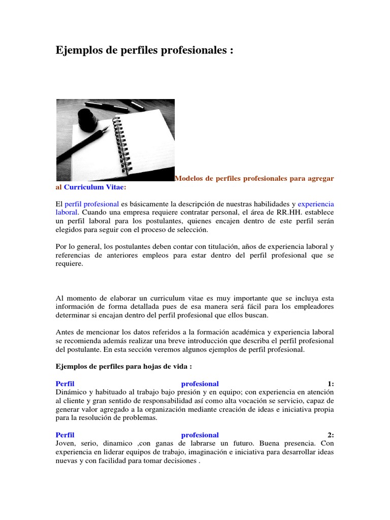 Ejemplos de Perfiles Profesionales