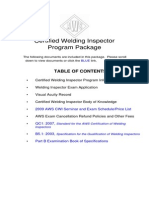 Certified Welding Inspector Program Package: 2009 AWS CWI Seminar and Exam Schedule/Price List