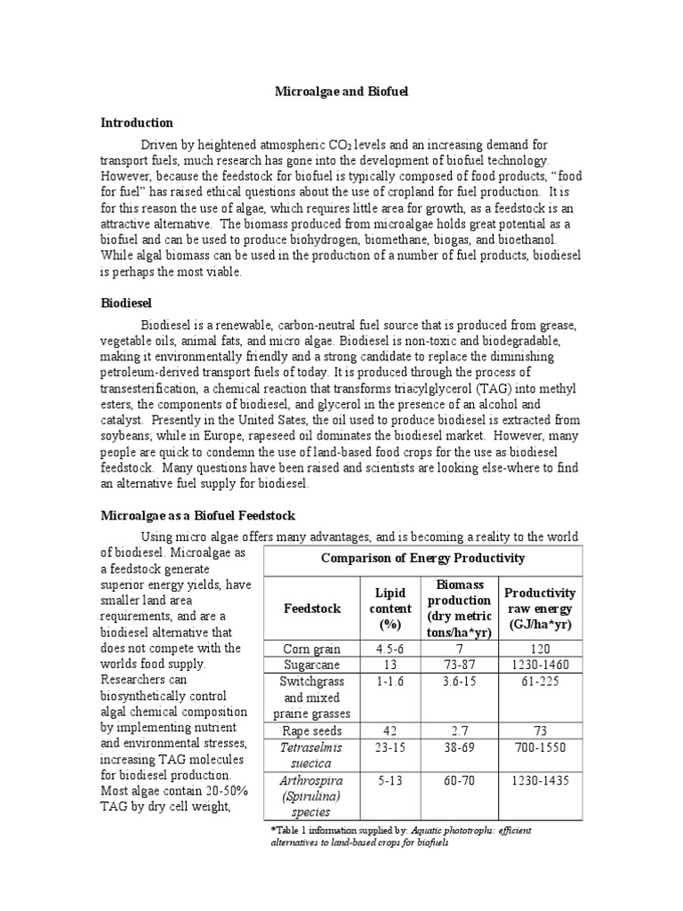 Microalgae: Sustainable Biodiesel Source | PDF | Algae Fuel | Biofuel