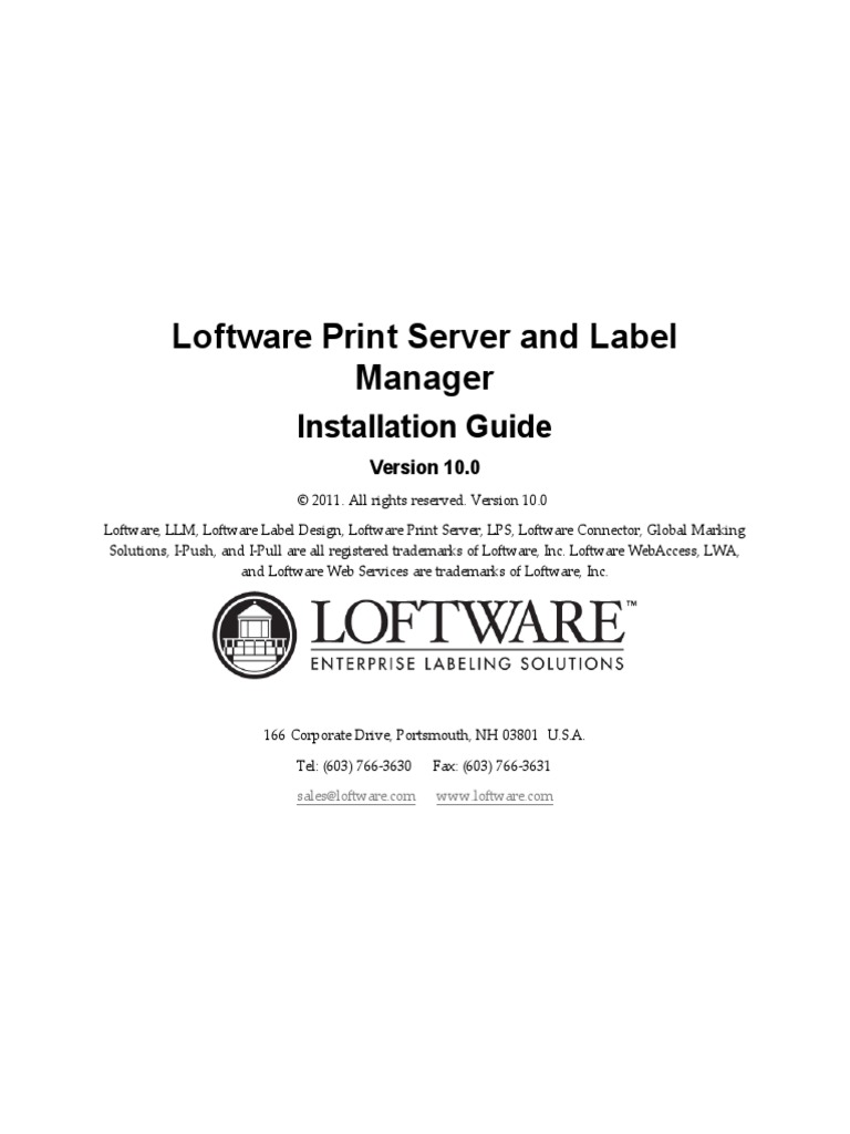 Loftware Print Server and Label Manager Installation Guide PDF