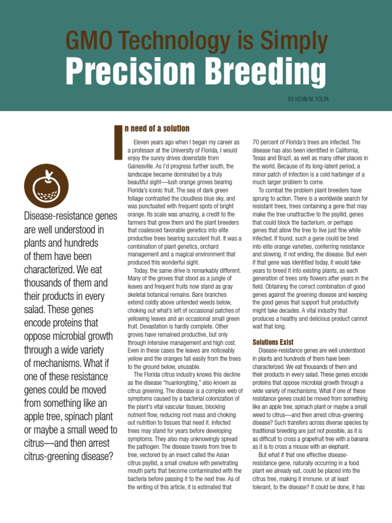 GMO Technology Is Simply Precision Breeding PDF Plant Breeding