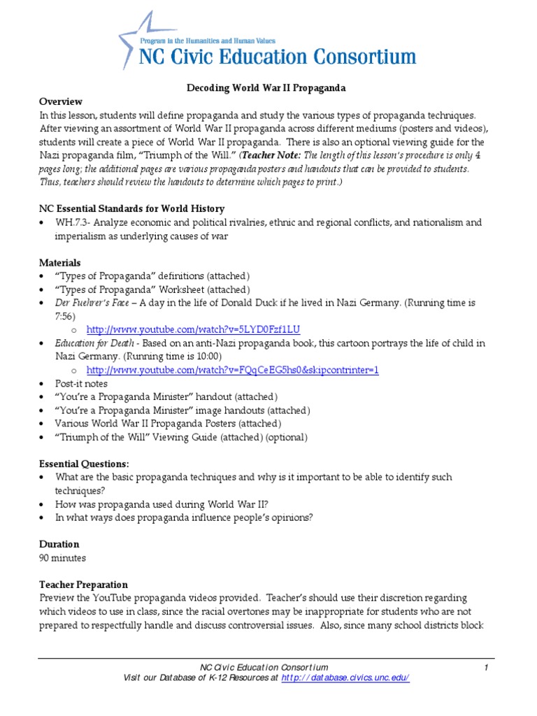 Decoding Wwii Propaganda | PDF | Propaganda | Axis Powers