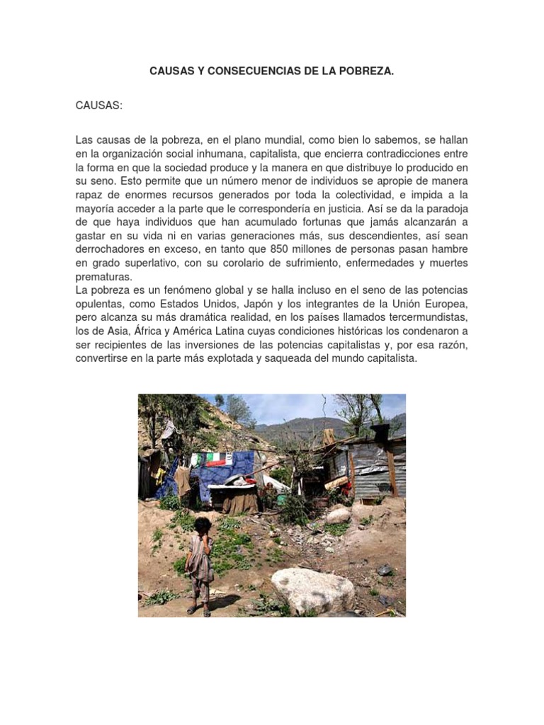 Causas Y Consecuencias De La Pobreza En La Rep. – VFIGOM