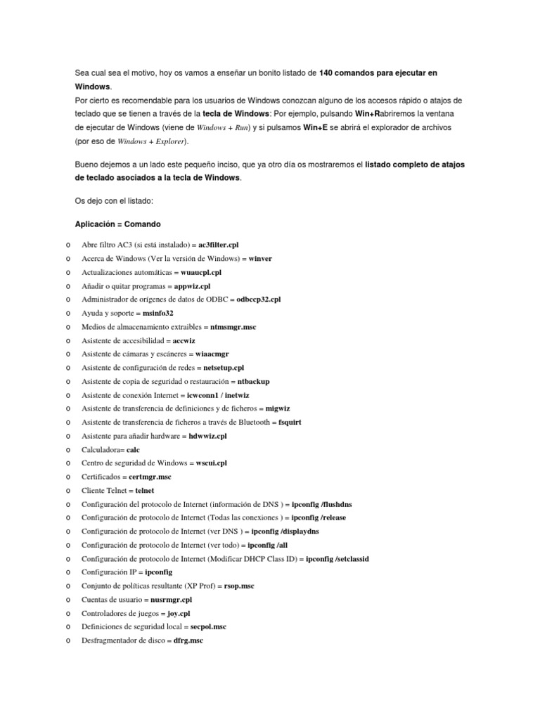 Mas Comandos CMD | PDF | Archivo de computadora | Microsoft Windows