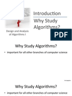 Introduc) On Why Study Algorithms?: Design and Analysis of Algorithms I