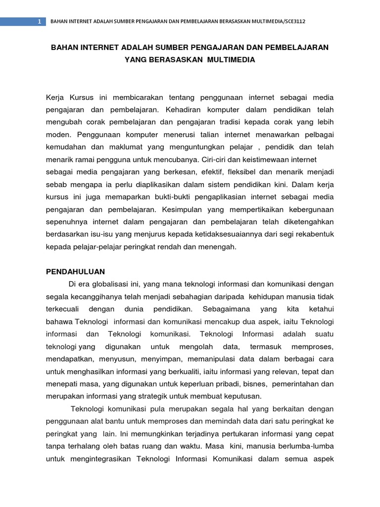 Internet sebagai Sumber Pembelajaran | PDF | Ilmu Sosial | Seni