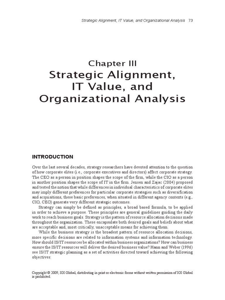 Strategic Alignment IT Value and Organizational Analysis | PDF ...