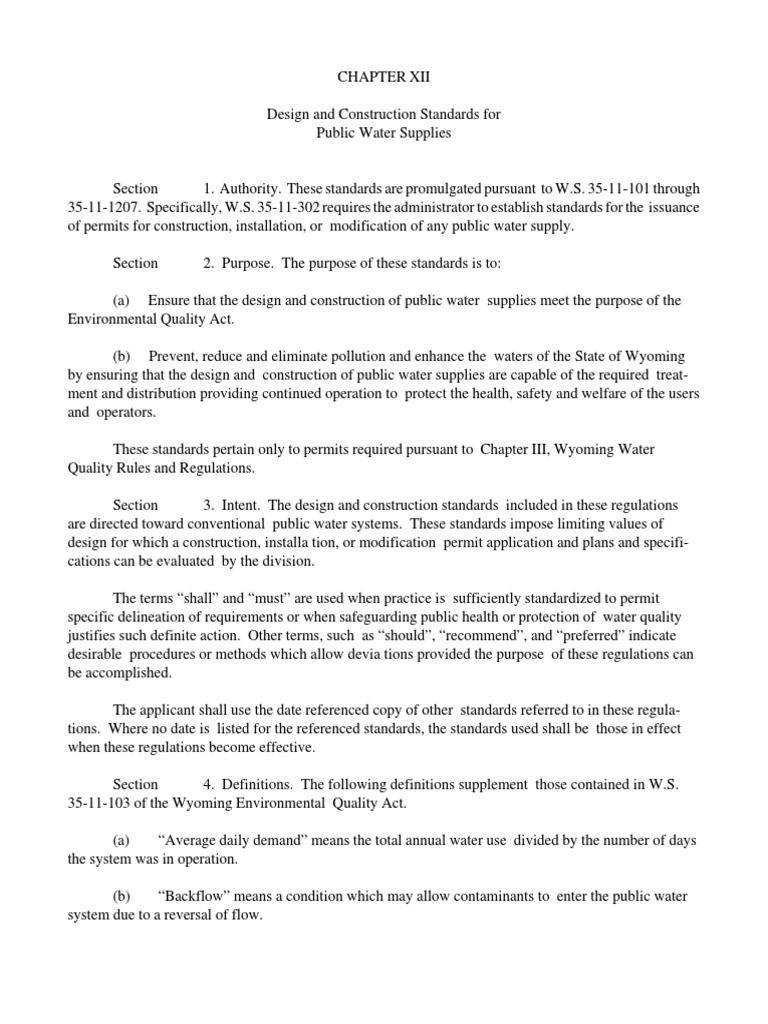 Water Supply Design Standards Overview | PDF | Reservoir | Pipe (Fluid ...