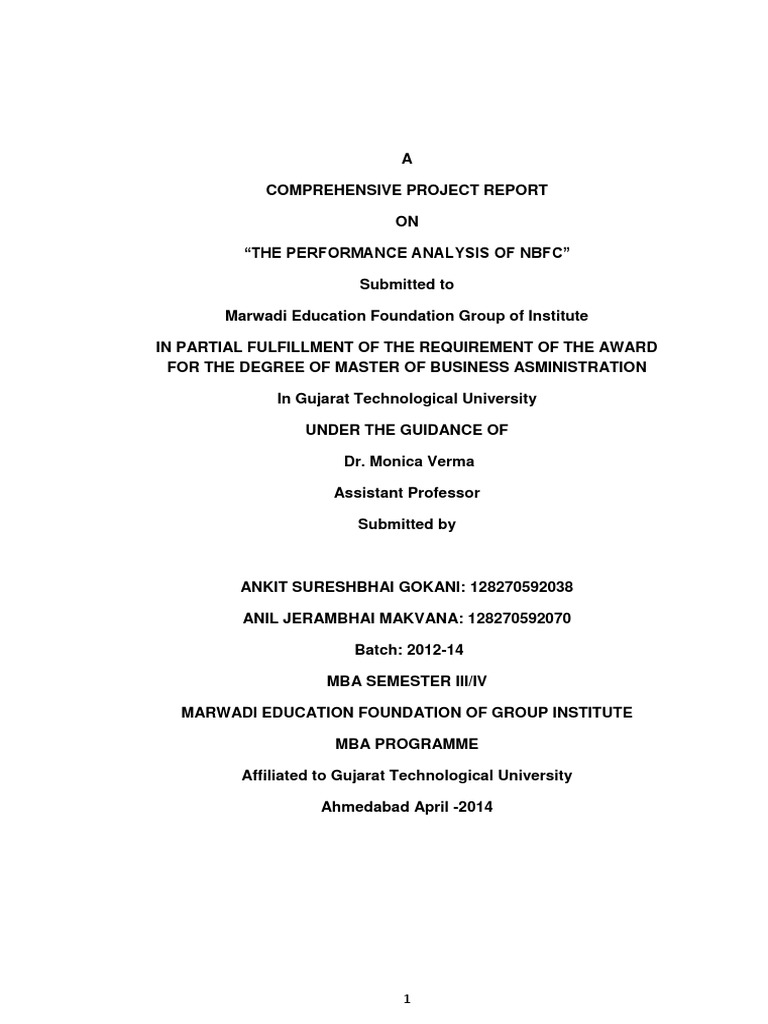 NBFC Performance Analysis Report | PDF | Non Bank Financial Institution ...