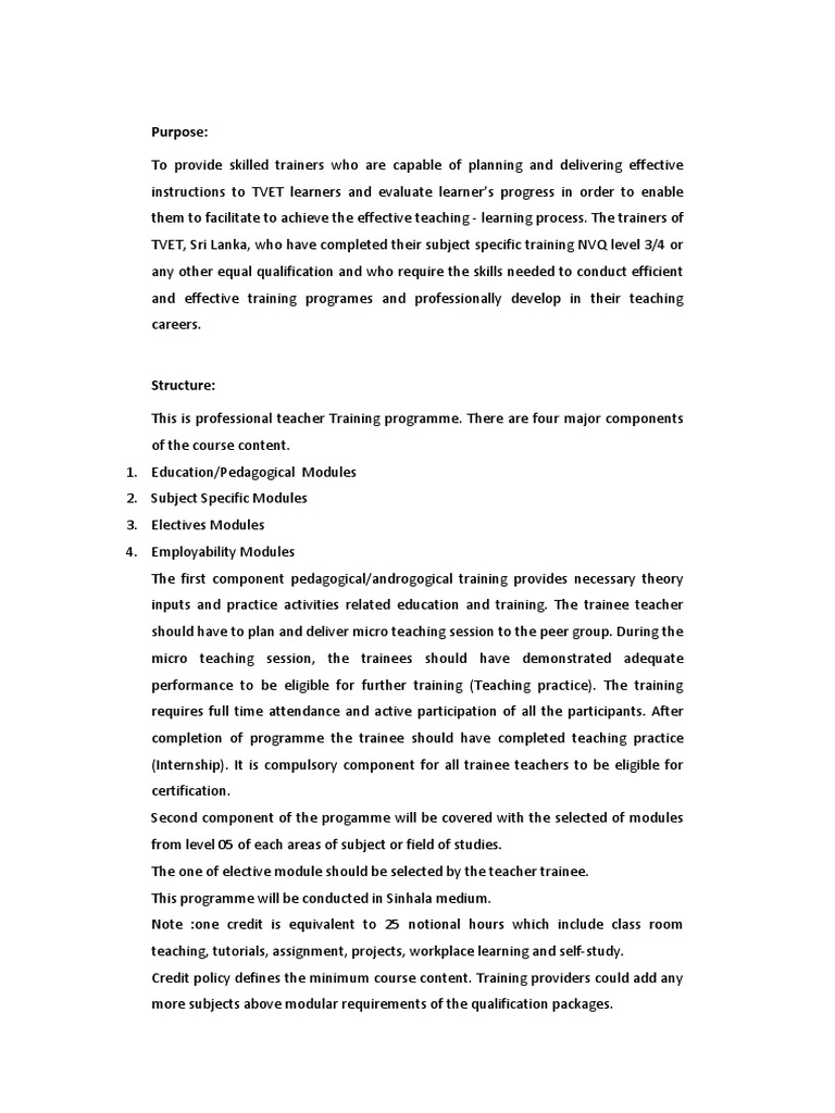 NVQ Level 5 Training Program Overview | PDF | Educational Assessment ...